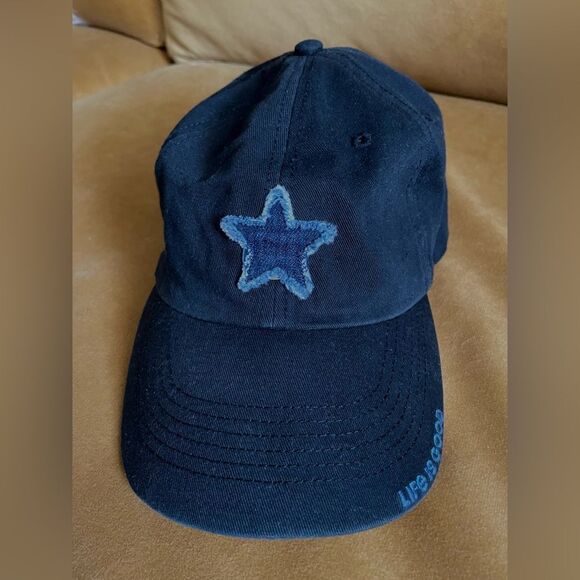 Life Is Good Hat/Cap Tattered Denim Star Black - Picture 3 of 8